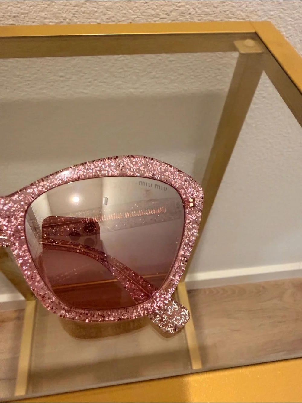 Miu Miu Pink Glitter Cat-Eye Sunglasses